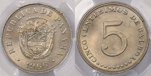 Panama 1966 5 Centesimos Eagle animal PCGS MS 65 Top Grade in PCGS Holder PI0101