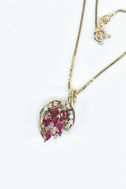 14K Gold Ruby Diamond Necklace GN0005