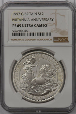 Great Britain 1997 2 Pound silver NGC Proof 69UC Britannia Anniversary NG1473 co