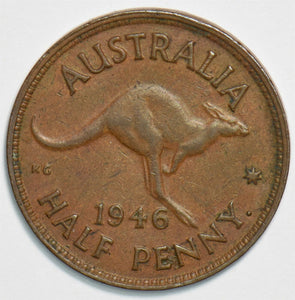 Australia 1946 1/2 Half Penny Kangarooanimal 904412 combine shipping