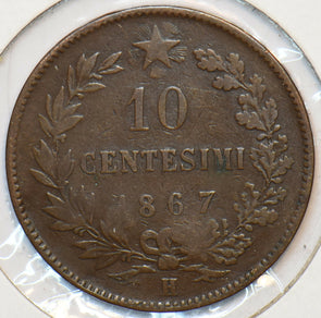 Italy 1867 H 10 Centesimi 150874 combine shipping