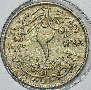 Egypt 1929 AH1348 2 Milliemes 196740 combine shipping