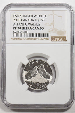 2003 Platinum Canada Pt$150 Atlantic Walrus NGC Proof 70 Ultra Cameo NG1731