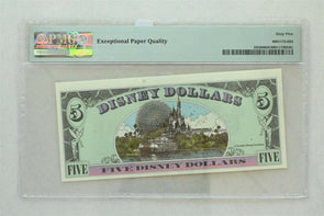 Disney Dollar 1999 $5 PMG Gem UNC 65EPQ DIS60. Goofy. View of Walt Disney Worl