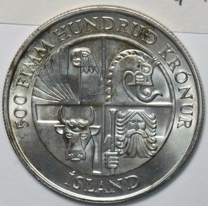 Iceland 1974 1100th anniverary of first settlement 500 Kroner Hawk animal Ox 29