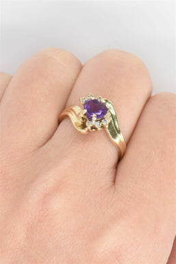 14k Gold Heart Shaped Amethyst Diamond Ring RG0052