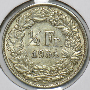 Switzerland 1951 1/2 Franc 151158 combine shipping