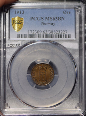 Norway 1913 Ore PCGS MS63BN PC0568 combine shipping