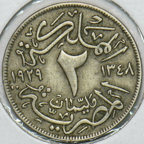 Egypt 1929 AH1348 2 Milliemes 152596 combine shipping