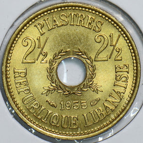 Lebanon 1955 2 1/2 Piastres 198336 combine shipping