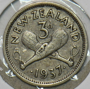 New Zealand 1937 3 Pence 152389 combine shipping