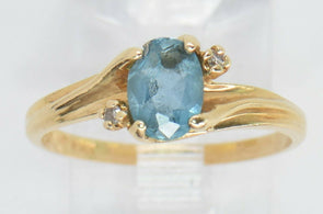 14k Gold Blue Topaz Diamond Ring RG0056