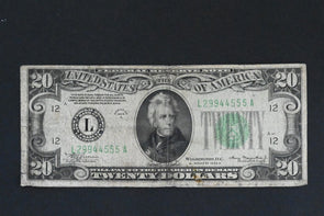 US 1934 A $20 ABOUT FINE Federal Reserve Notes L-12 RN0064 combine shipping