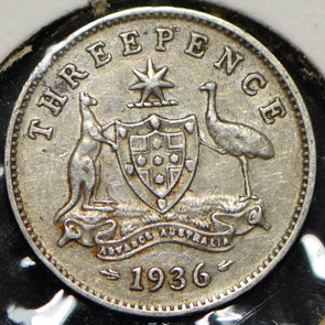 Australia 1936 3 Pence Kangaroo animal Emu  191491 combine shipping