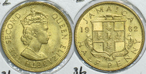 Jamaica 1962 1/2 Penny BU KM 36 198472 combine shipping