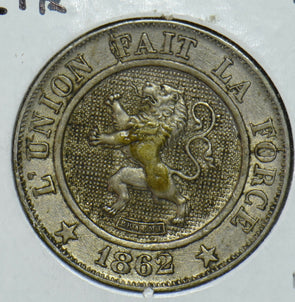 Belgium 1862 10 Centimes lion animal  290384 combine shipping