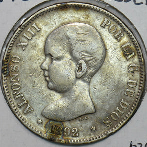Spain 1892 5 Pesetas 491291 combine shipping
