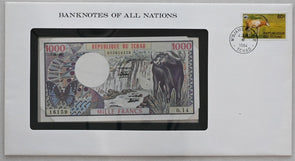 Chad 1984 1000 Francs (1980) Bank of all nations. 60 Francs stamp canc. RC0593 B