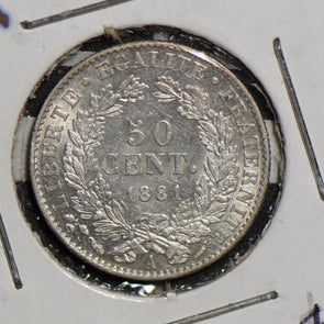 France 1881 A  silver 50 Centimes F0124 combine shipping