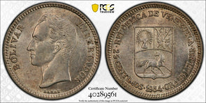 Venezuela 1954 25 Centimos Horse animal PCGS AU PC1100 combine shipping