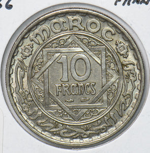 Morocco 1947 AH 1366 10 Francs 901560 combine shipping
