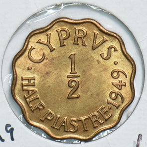Cyprus 1949 Half Piastre BU KM 29 491527 combine shipping