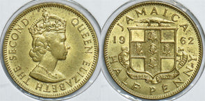 Jamaica 1962 1/2 Penny 153821 combine shipping