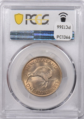 New Zealand 1963 Florin Kiwi Bird animal PCGS MS 66 PC1366 combine shipping