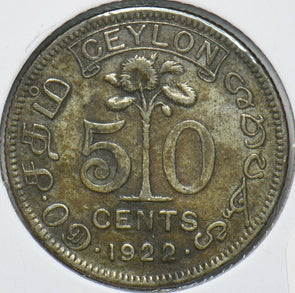 Ceylon 1922 50 Cents 193946 combine shipping
