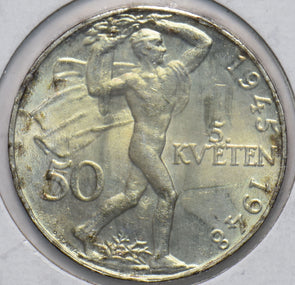 Czechoslovakia 1945 5 Korun naked man Lion animal 293576 combine shipping