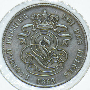 Belgium 1863 2 Centimes Lion animal Lion with tablet  290376 combine shipping