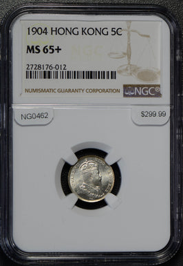 NG0462 Hong Kong 1904 5 Cents silver NGC MS65+ rare in this grade combine shippi