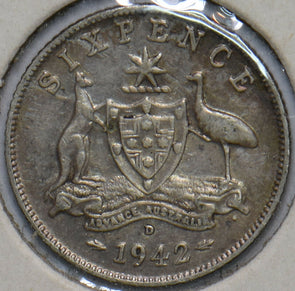 Australia 1942 D 6 Pence Kangaroo animal Emu 902570 combine shipping