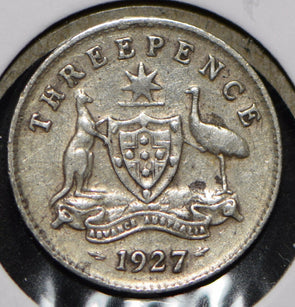 Australia 1927 3 Pence Kangaroo animal Emu  191356 combine shipping