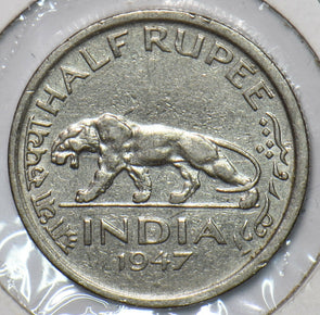 India British 1947 1/2 Rupee Tiger animal 194915 combine shipping