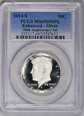 2014 S enhanced Kennedy Silver half dollar PCGS MS69 DMPL fr anniversary set