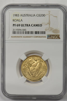 Australia 1983 200 Dollars gold Koala animal NGC Proof 69 Ultra Cameo 0.2948oz g