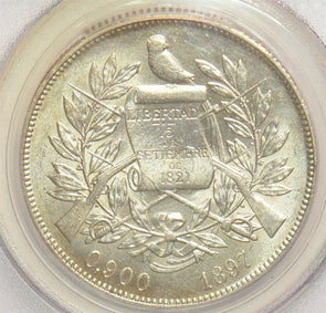 Guatemala 1897 Peso PCGS AU58 lustrous undergraded PC1170 combine shipping