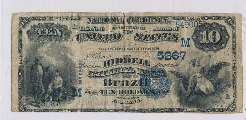 RC0244 1882 national currency Brazil $10 chart # 5267 Value back rare! combine