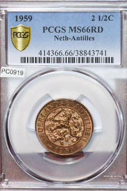 Netherlands Antilles 1959 2 1/2 Cent PCGS MS66RD PC0919 combine shipping