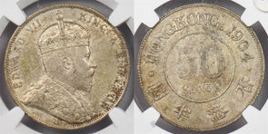 Hong Kong 1904 50 Cents silver NGC AU58 NG1691 combine shipping