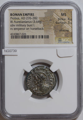 Roman AD 276 ~282 Probus silver NGC MS BI Aurelianlanus millitary bust I. rv emp