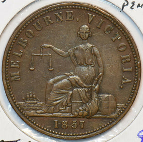 Australia 1857 Penny Lion animal Token. De Carle 491020 combine shipping