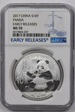 China 2017 10 Yuan silver NGC MS70 PANDA EARLY RELEASES NG1576 combine shipping