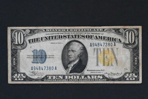 US 1934 A $10 F-VF Silver Certificates NORTH AFRICA FR 2309 RN0055 combine shipp