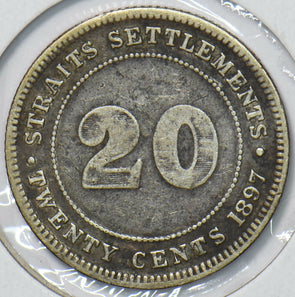 Straits Settlements 1897 20 Cents  291066 combine shipping