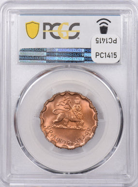 Ethiopia 1943 ~44 EE 1936 25 Cents Lion animal PCGS MS 64 RED KM-36 PC1415 combi