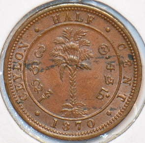 Ceylon 1870 1/2 Cent 195356 combine shipping