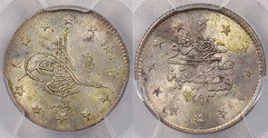 Turkey 1886 AH 1293//11 2 Kurush PCGS Residue-UNC Detail Genuine PI0176 combine