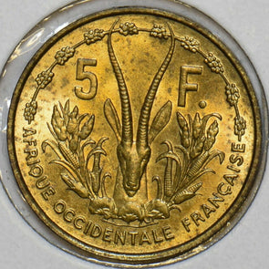 French Colonies 1956 5 Francs Gazelle animal 297788 combine shipping